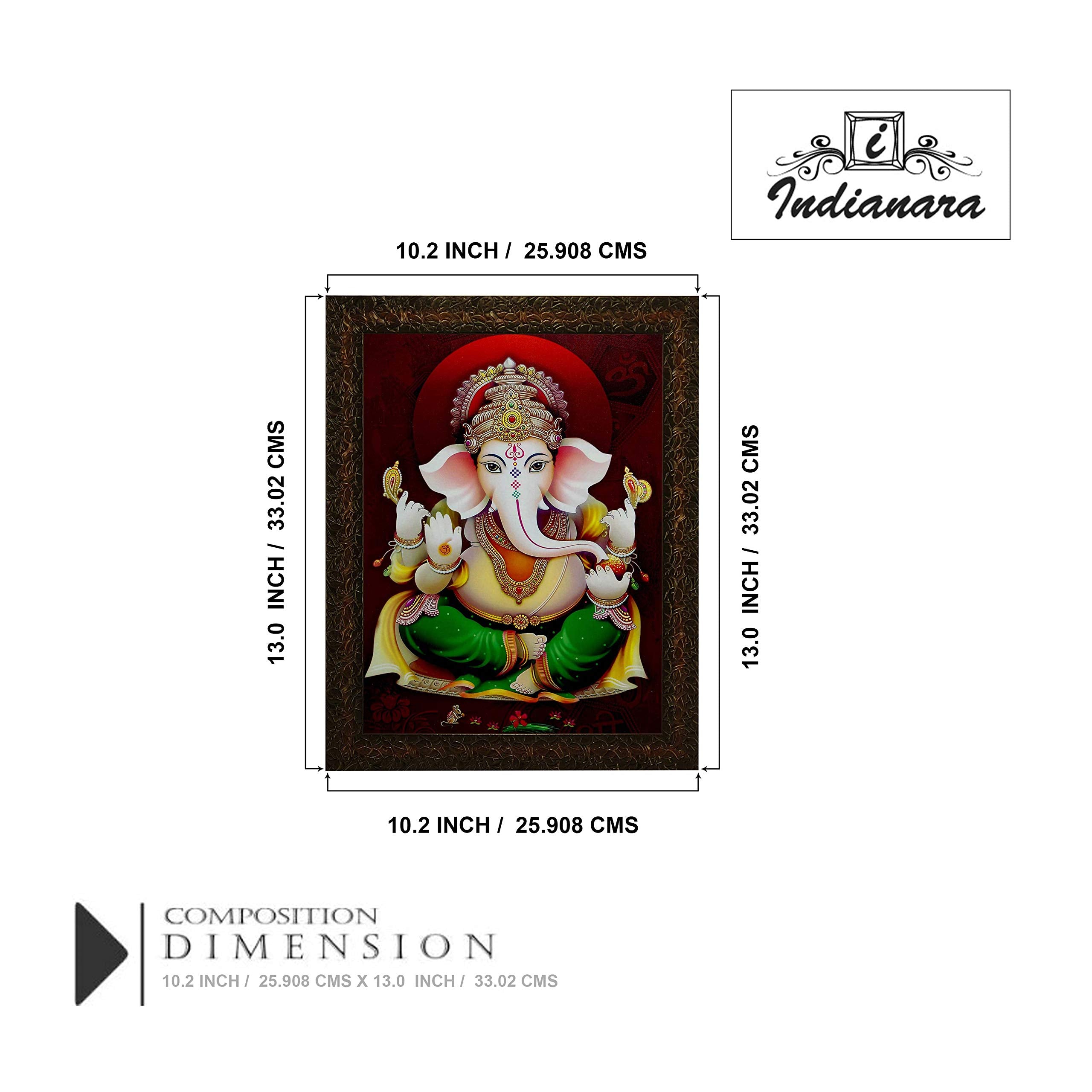 Indianara Lord Ganesha Painting -Synthetic Wood, 27X30.5X1Cm, Multicolour (Black)